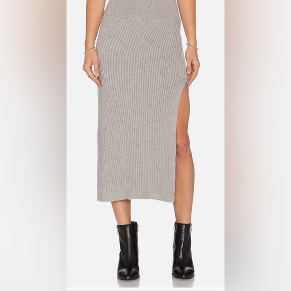 Free People Felix Rib Maxi Skirt in Light Grey XS - Picture 2 of 10